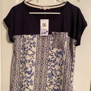 Jolt Blue Flower Print Top